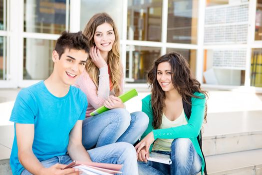 Young group of students in school campus