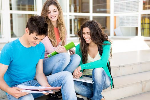 Young group of students in school campus