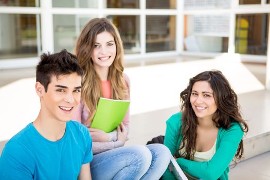 Young group of students in school campus