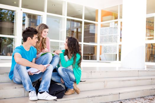 Young group of students in school campus