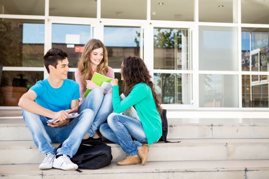 Young group of students in school campus