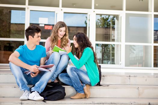 Young group of students in school campus