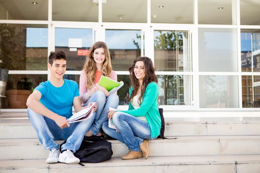 Young group of students in school campus