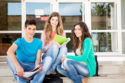 Young group of students in school campus