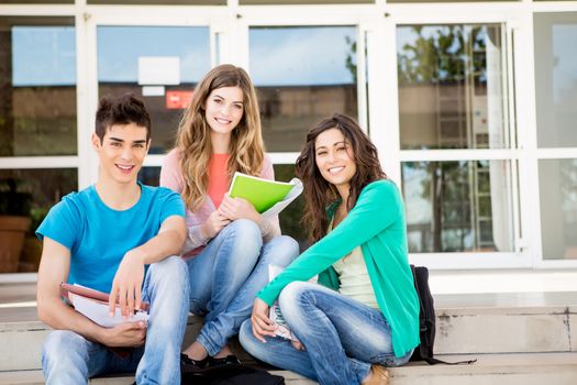 Young group of students in school campus