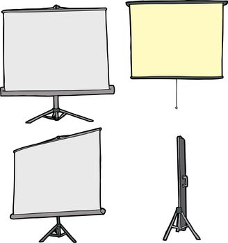 Cartoons of various projector screens on isolated background