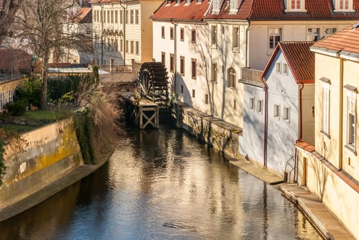 View of the river Certovka in historic part of Prague, Czech Republic