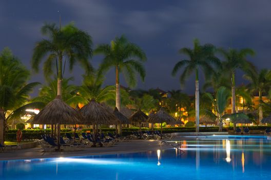 Swimming pool in night illumination