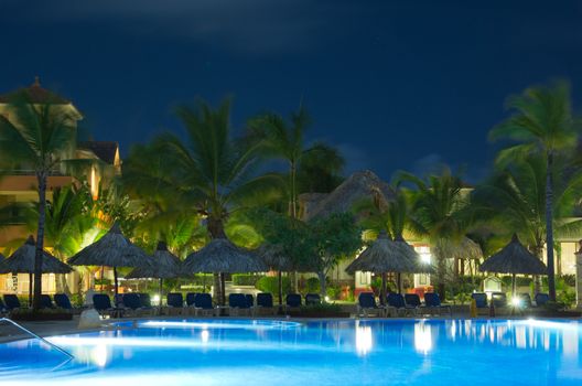 Swimming pool in night illumination