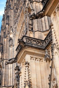 Fragments of sculptures in the Cathedral church Sacred Vitus. Prague. Czech Republic