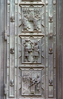 Saint Vitus cathedrale door decoration fragment, Prague,  Czech Republic