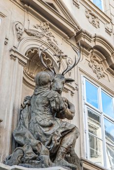 A baroque decoration on a house in Prague in the Czech republic