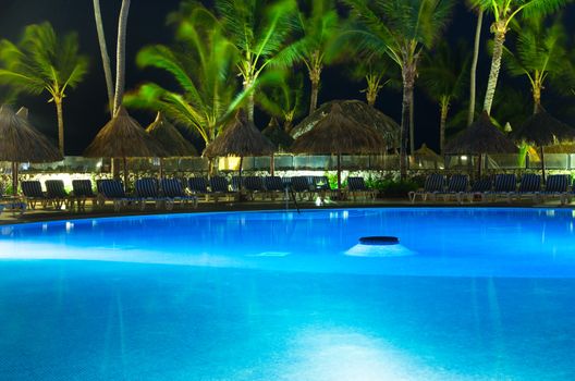Swimming pool in night illumination