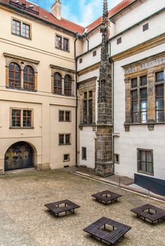 Inner yard in Old Prague. Czech Republic