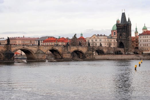 Charles Bridge and the Vltava River in the morning, Prague, Czech Republic