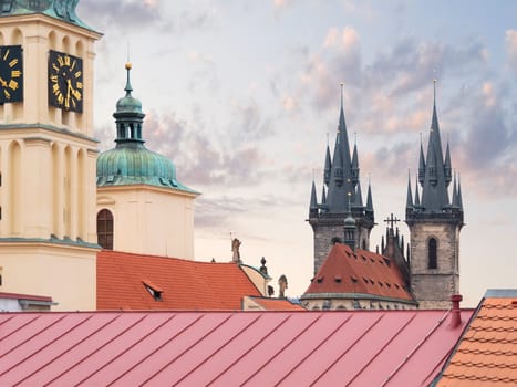 Church of Our Lady Before Tyn and Church of St.James  in Prague, Czech republic