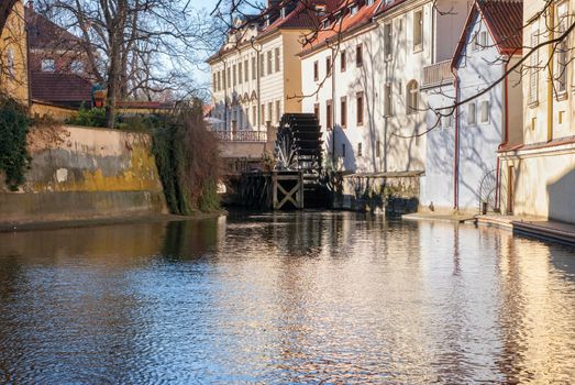 View of the river Certovka in historic part of Prague, Czech Republic