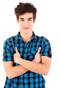 Studio picture of a young and handsome man posing