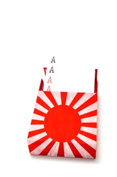 Power concept showing Four aces in Japanese box on white background