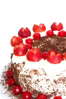 Black forest cake with copy space on top part
