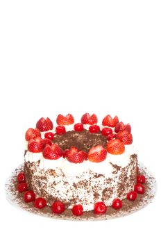 Black forest cake with copy space on top part