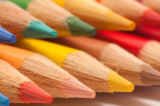 Two rows of coloring pencils macro