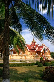Temple at Pha That Luang complex, Vientiane, Laos, Southeast Asia