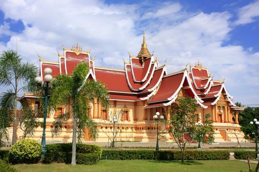 Temple at Pha That Luang complex, Vientiane, Laos, Southeast Asia