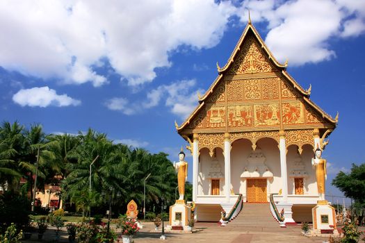 Temple at Pha That Luang complex, Vientiane, Laos, Southeast Asia