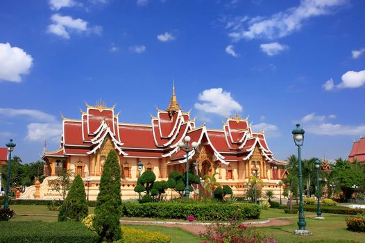Temple at Pha That Luang complex, Vientiane, Laos, Southeast Asia