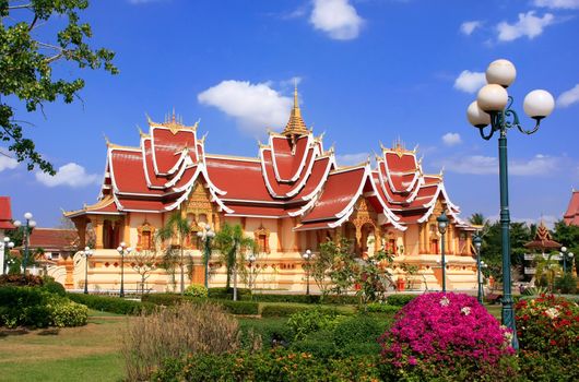 Temple at Pha That Luang complex, Vientiane, Laos, Southeast Asia