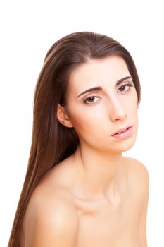 Portrait of a beautiful brunette - Beauty Care concept