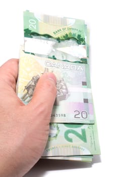 Series of twenty Canadian dollars folded the Asian way