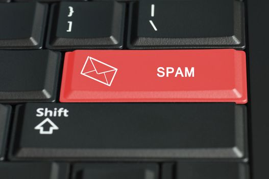 Concept of spam. The focus is on the enter key with the shift button on the bottom