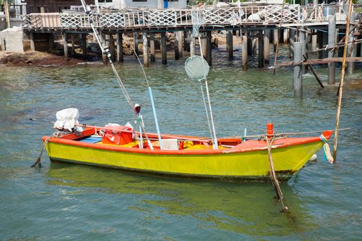 Small fishing boat. Parked in the coast. Small boats for fishing by fishermen.