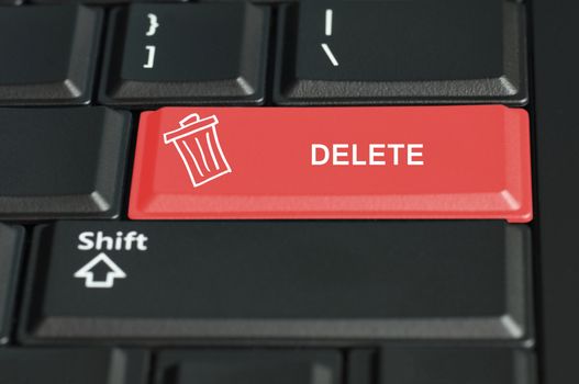 Concept of delete call to  action. The focus is on the enter key with the shift button on the bottom