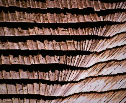 background or texture brown wooden shingle roof