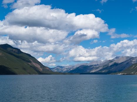 Beautiful glacial Muncho Lake of Muncho Lake Provincial Park in northern British Columbia, Canada