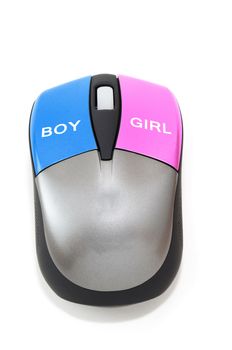 Boy or girl concept with the new technology represented by mouse click