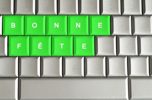 happy birtday in French spelled on keyboard