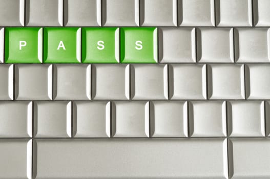 Conceptual word pass isolated  on a keyboard