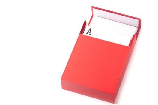 A pack of card inside a red box isolated on white background