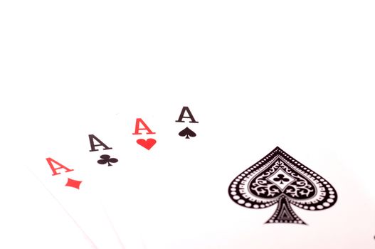 Four aces cards isolated on white background