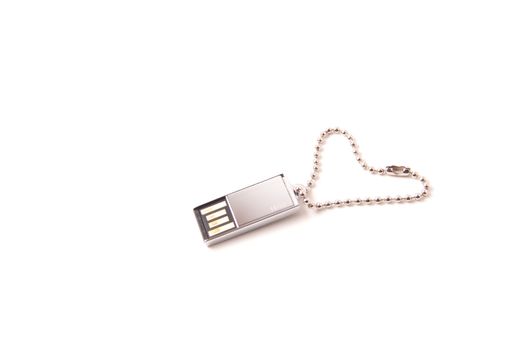 Platinum USB key with heart shape chain