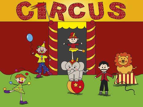illustration of funny cartoon circrus