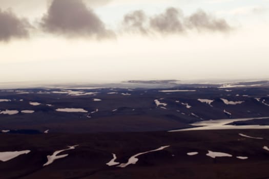 glacier edge, shove moraine and spillway. North island, Novaya Zemlya. Siberia