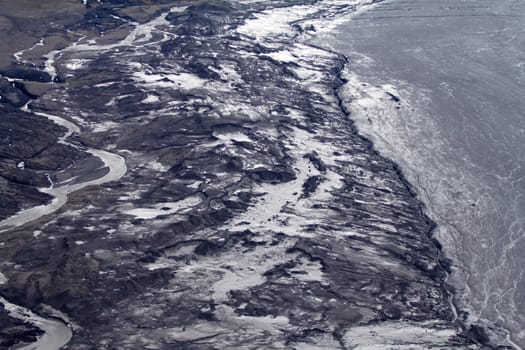 glacier edge and shove moraine. North island, Novaya Zemlya. Siberia