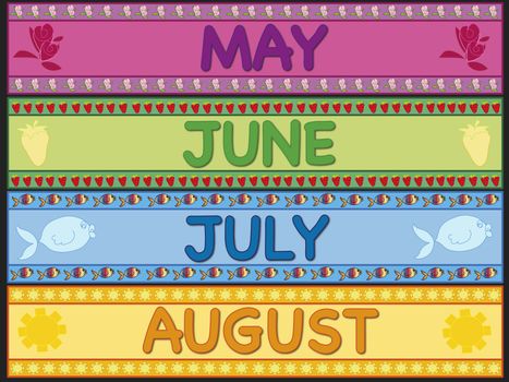 illustration of may, june, july and august