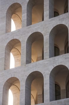 view fo the monumental design of Palazzo della civilt� Italiana in Rome