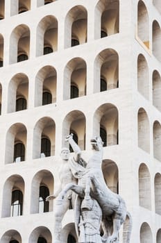 view fo the monumental design of Palazzo della civilt� Italiana in Rome